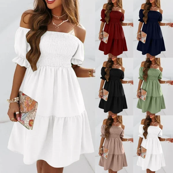 Dresses For Women 2024 Plus Size Summer Dresses For Women 2024 Midi Off Shoulder Puff Sleeve Dress Vestidos Verano Moda 2024