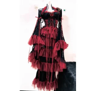 y2k dress Harajuku dress bow dress Unique dressKawaii dress Lolita dress Lace dress cross dress gothic clothes vintage dress