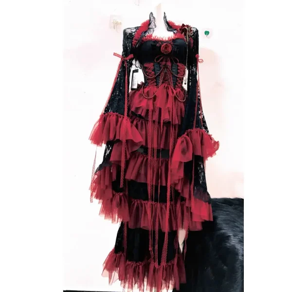 y2k dress Harajuku dress bow dress Unique dressKawaii dress Lolita dress Lace dress cross dress gothic clothes vintage dress
